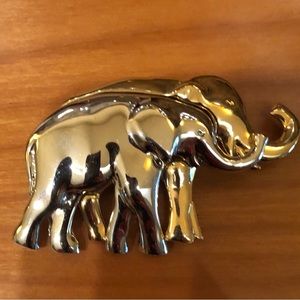 Liz Claiborne  vintage gold and silver tone elephant brooch
